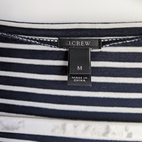 J Crew Pleated Chiffon Navy Striped Shirt Preppy - Picture 5 of 6